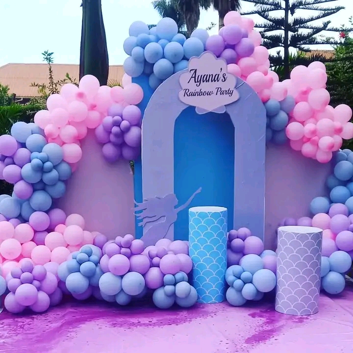 Birthday balloon backdrop rainbow theme