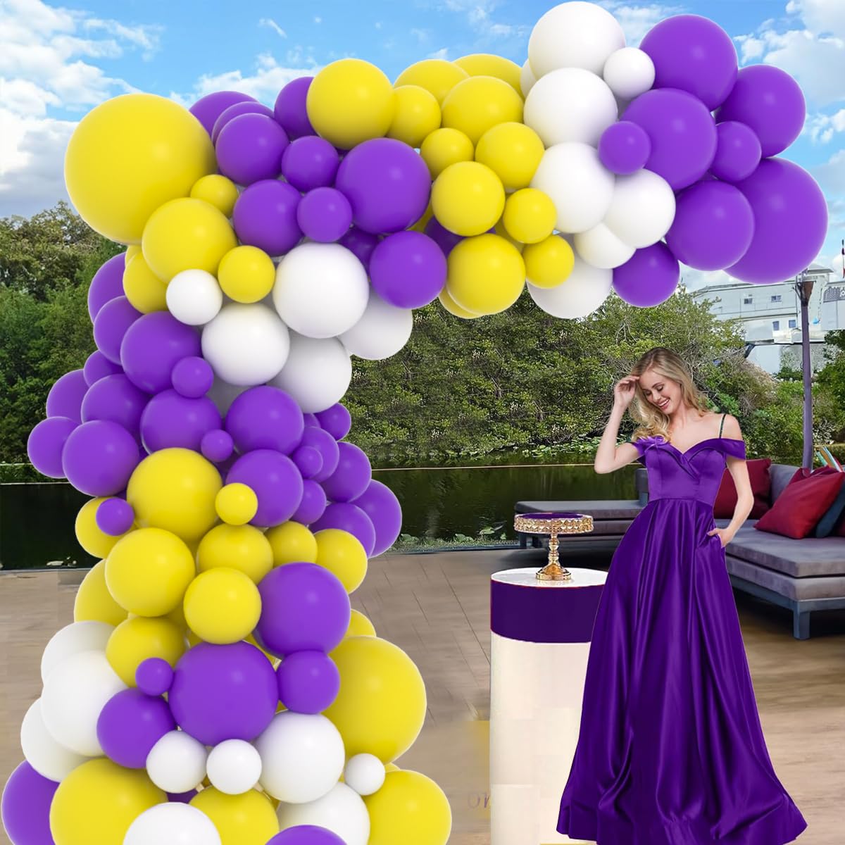 Lilac, Soft Yellow, and White balloon backdrop