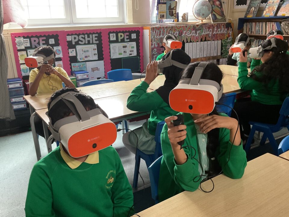 Students wearing VR headset in Nairobi